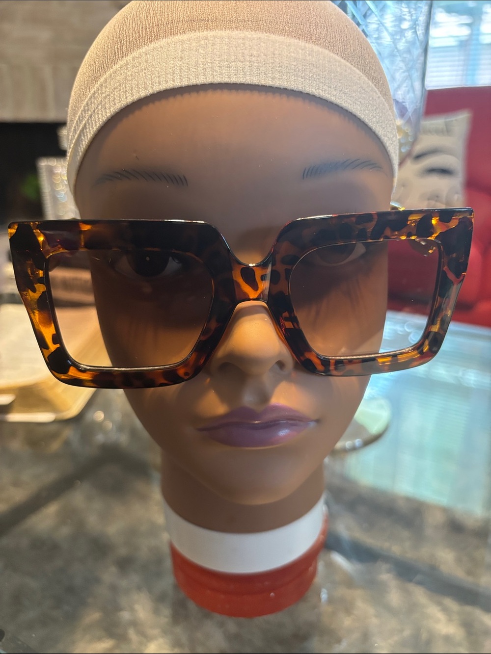 SHEIN Tortoiseshell Square Oversized Sunglasses - Brown Gradient Lenses